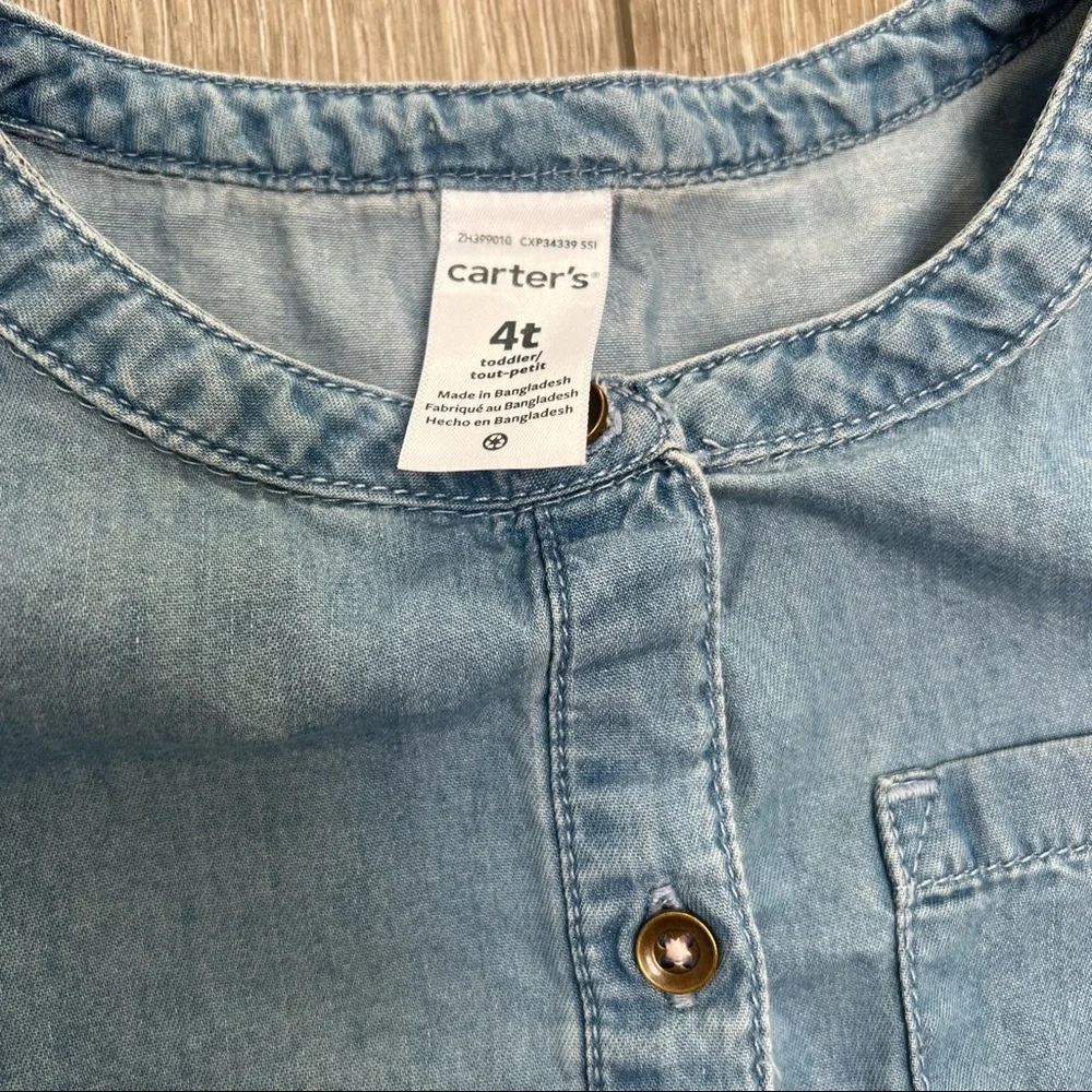 CARTERS DENIM CHAMBRAY LONG SLEEVE DRESS BLUE 4T